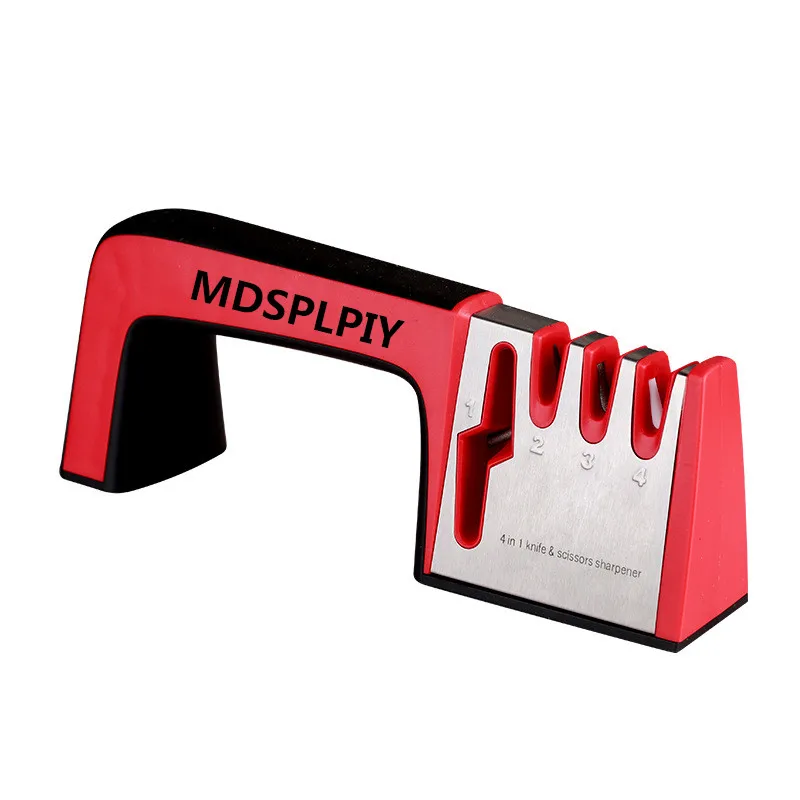 blackred MDSPLPIY точилка для ножей 4 в 1 алмазное кухонное покрытие и тонкий керамический стержень нож и ножницы система заточки из нержавеющей стали - Цвет: blackred