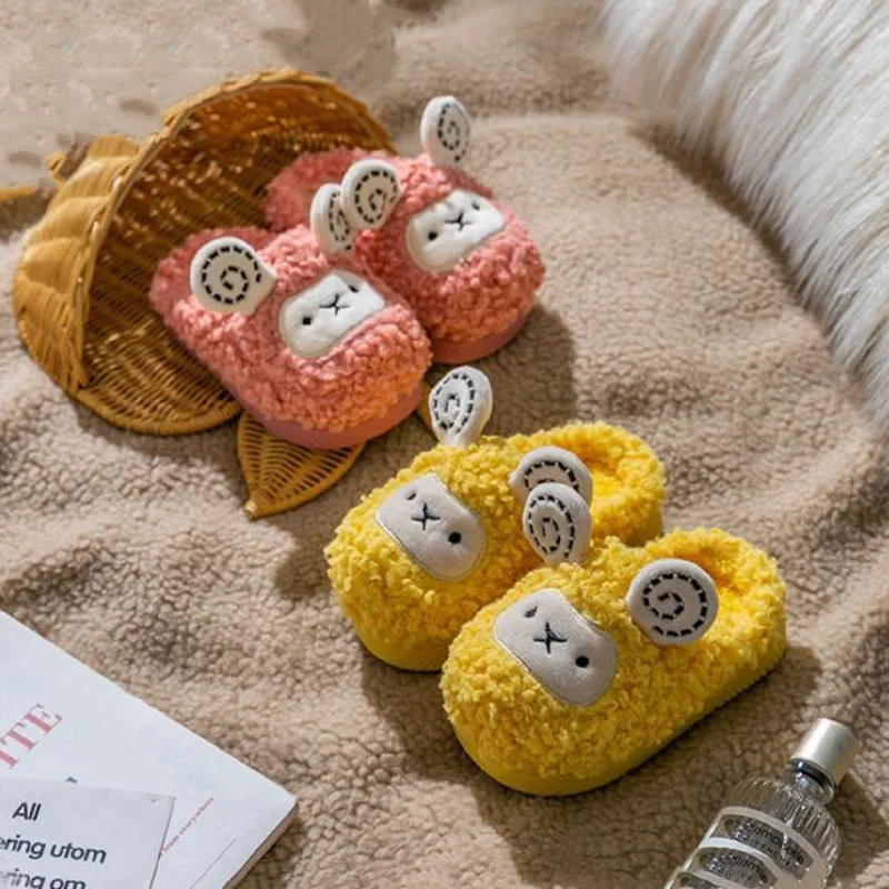 Kids Cotton Slides Autumn Winter Indoor Non-slip Cute Sheep Non-slip Kids Shoes Home Slippers Fashion Baby Boys Girls Slippers