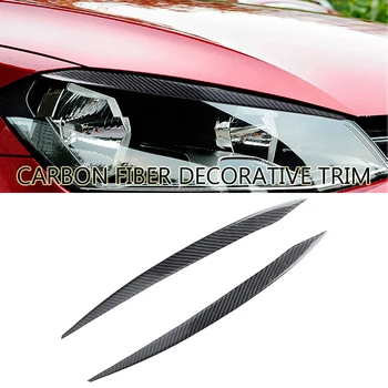 

2Pcs Car Styling Carbon Fiber Headlights Eyebrows Eyelid Decorative For Volkswagen VW Golf 7 GTI MK7 2013-2019 Car Sticker