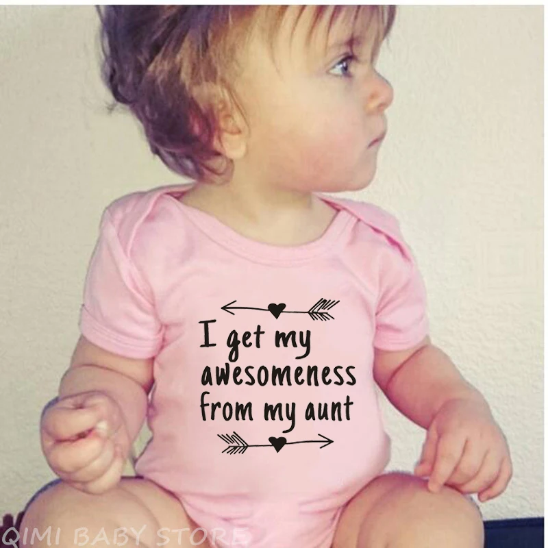 Стильный ромпер с надписью «I Get My Awesomeness» и надписью «My Aunt»; хлопковый комбинезон для маленьких мальчиков и девочек; белая одежда