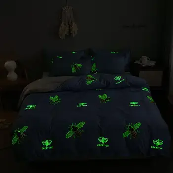 

duvet cover Pillowcase 3pcs,Glow in Dark,220x240 quilt cover, bed cover 200x200,queenking size bedding set,bed sheet