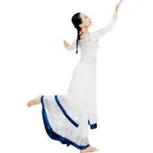 Катак, одежда для выступлений, индийский сари, женский красивый танцевальный костюм с принтом, индийский стиль, Белый Топ Анны+ юбка+ шарф