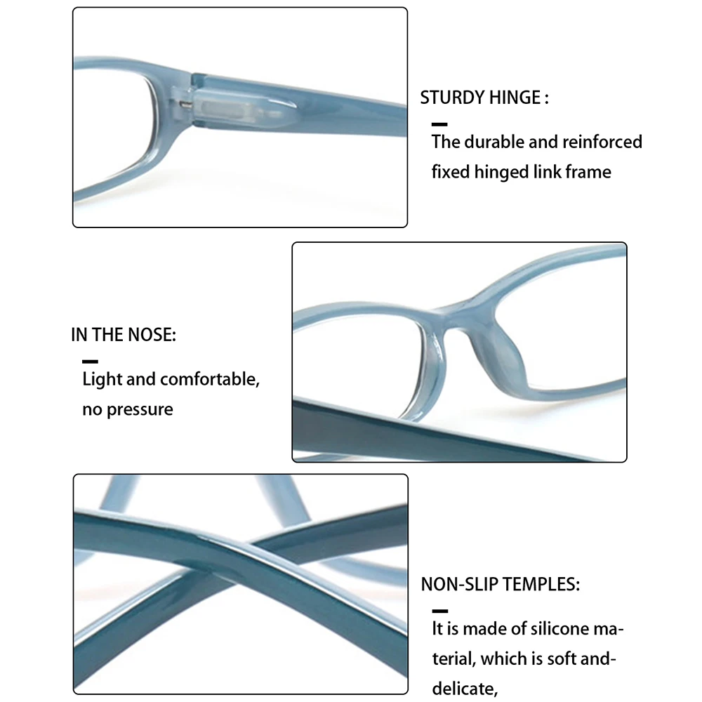 Henotin Reading Glasses Spring Hinge Fashion Men Women Oval Frame Prescription Reader Eyeglasses Decorative Diopter Eyewear 4