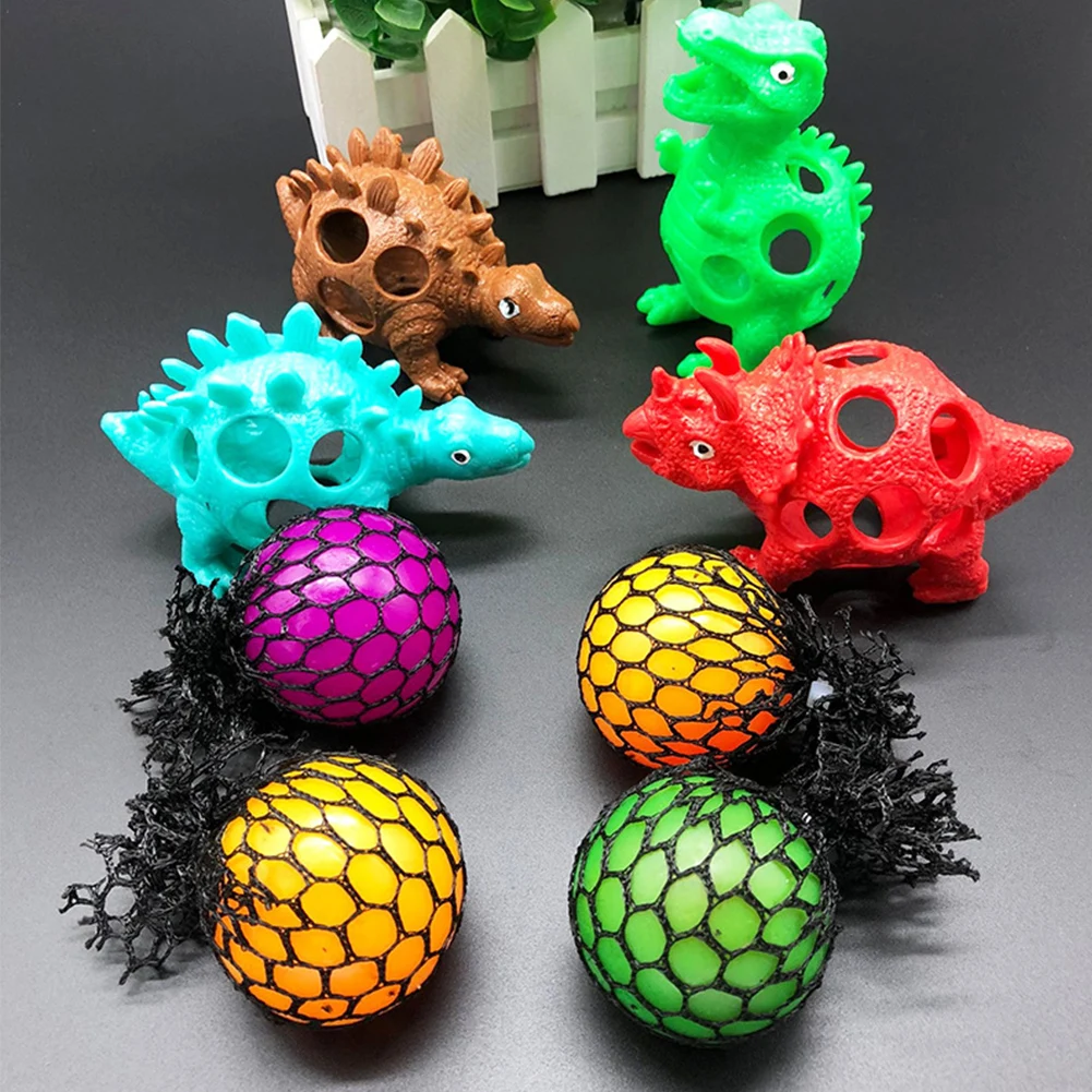 Случайный динозавр Непоседа куб Squeeze игрушки для снятия стресса декомпрессии инструмент убить время сетки винограда мяч подарок сенсорными взрослых милые дети