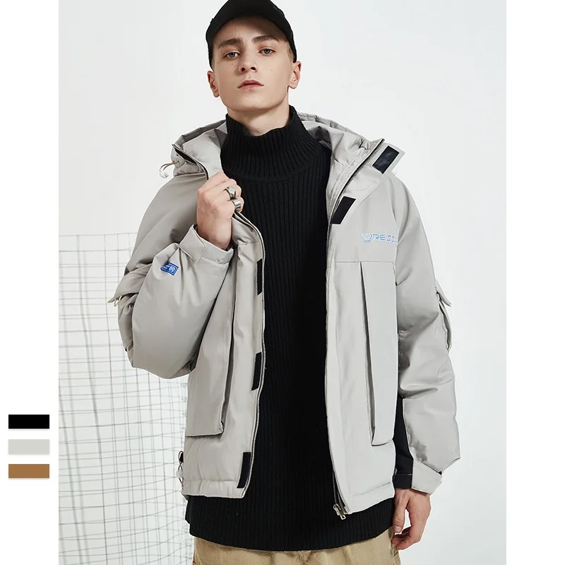 

Warm Thick Men Down Jackets Causal Loose Male Zipper Outwear Coats 2019 New Trend Mens Hooded Parka Jacket Hip Hop High Quality