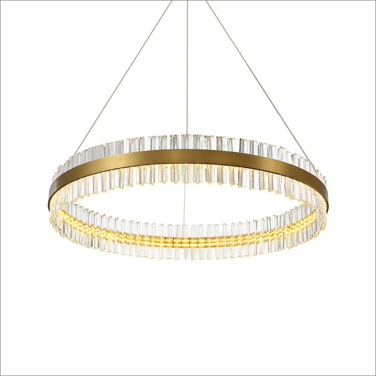 

China Factory Hot Sale Crystal Parts Circle Design Lighting Led Driver Pendant Lamp With Chrome Finish Stainless Round Base