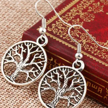 

2020 Hot Vintage Tree Of Life Hollow Carved Out Drop Earrings Bohemia Ethnic Style Peach Heart Semicircle Earrings Gifts