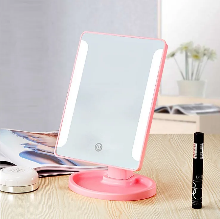 Свет полосы с обеих сторон 22 светодиодный свет Сенсорный экран зеркало для макияжа 1X 10X яркий 180 градусов Регулируемый USB или батареи Применение - Испускаемый цвет: Side light Pink