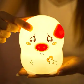 

Mini Cute Pig Silicone Pat Light USB 7 Color Changing LED Night Lamp Bedroom Creative Dream Bedside Table Lamp 98*96*110mm