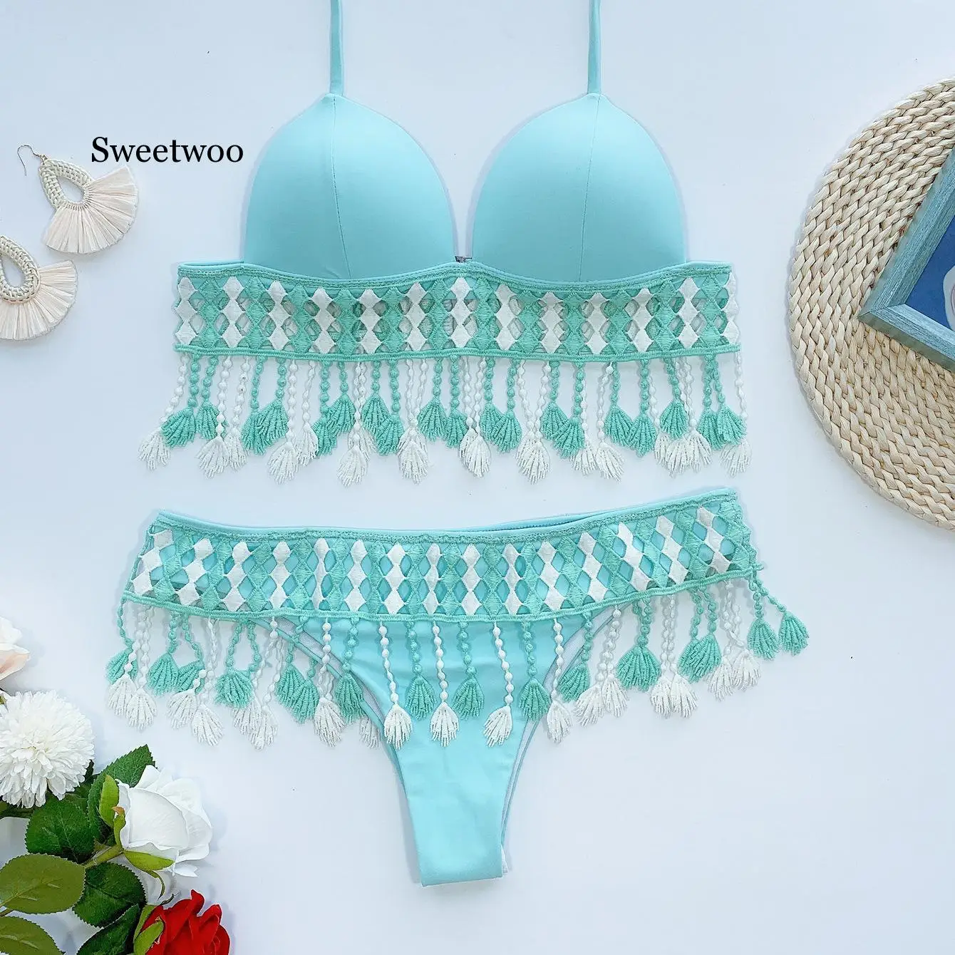 New 2020 Bikini 2 pieces sexy blue yellow trend swimwear woman swimsuit lady