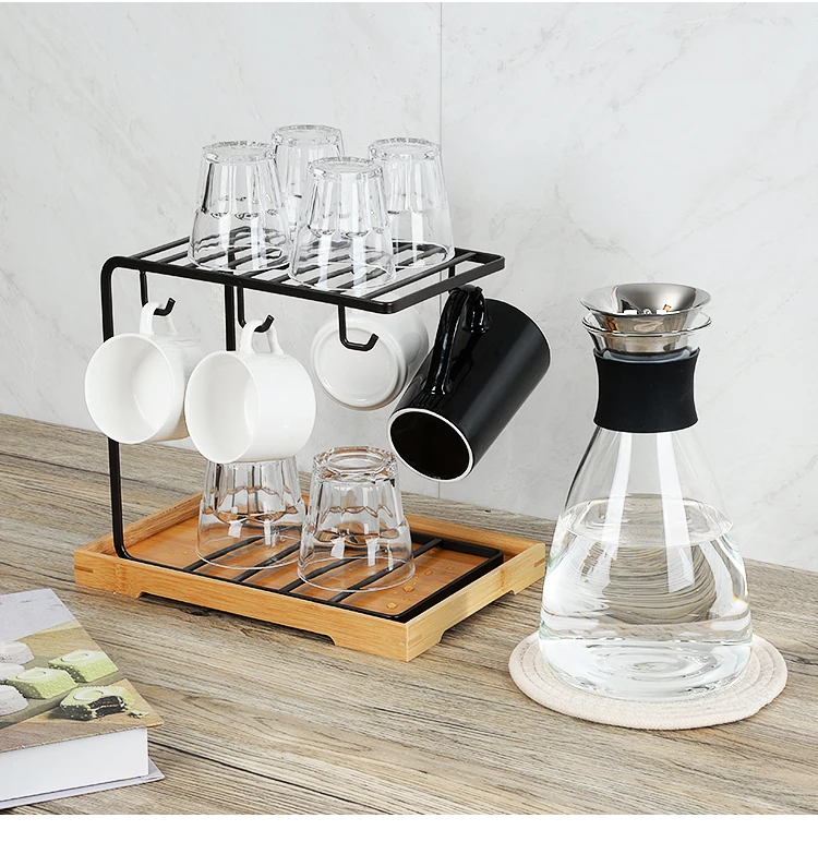 Стальной держатель для кружек с поддоном для вина, стеклянный стакан для хранения, сушильный шкаф-органайзер для кухни, контейнер, аксессуары, полка, инструменты, слив