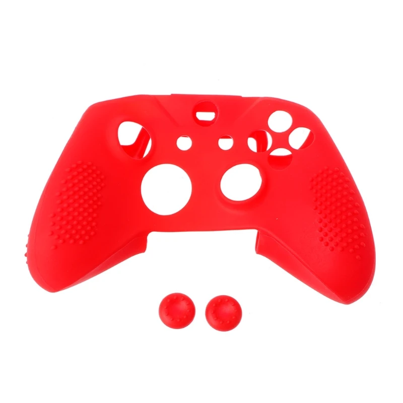 Противоскользящий силиконовый чехол 2 крышки джойстика для Xbox One S Slim/X контроллер - Цвет: Красный