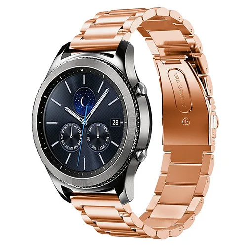 42 мм 46 мм розовое золото Высокое качество три бусины нержавеющая сталь браслет для samsung Galaxy Watch gear S3 Смарт часы ремешок - Цвет: 4