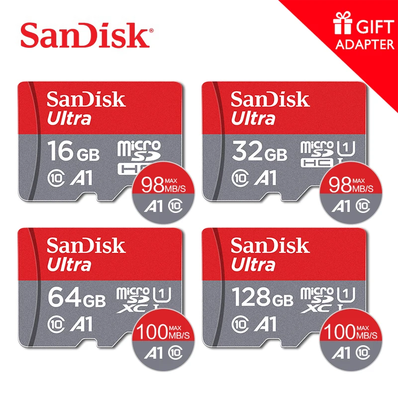 Sandisk A1 U1 SD-карта класс 10 32 ГБ 64 128 256 высокоскоростной мини-USB 2 0 SD SDHC TF флэш-Карта