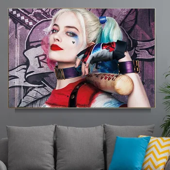 

Crazy Harley Quinn Fine Art Picture Movie Poster Bloodiness Violence Girl Decor Painting Canvas Prints Wall Decor Cuadros