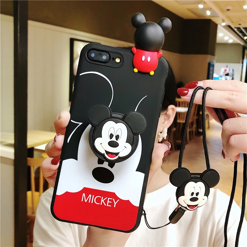 Mickey Style B Мягкие силиконовые чехлы для huawei mate 10 lite 20 Pro Honor 10 lite 8x 7x 7A 7C Y9 Минни Микки держатель для телефона с подставкой - Цвет: Mickey Style B