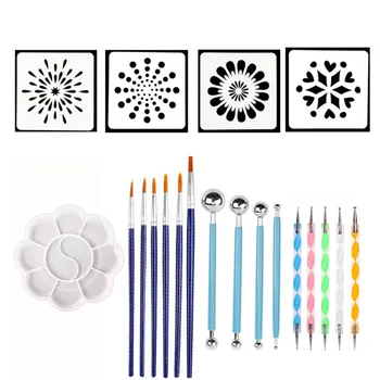 

20pcs Mandala Dotting Tools Set Pen Dotting Tools Mandala Stencil Ball Stylus Paint Tray For Painting Rocks Coloring Drawing k2