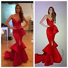 

Front Split Tiered Red Mermaid Prom Dresses with Sash Ruched Sweetheart Evening Gowns Maid of Honor Bride Dress 2020 Vestidos