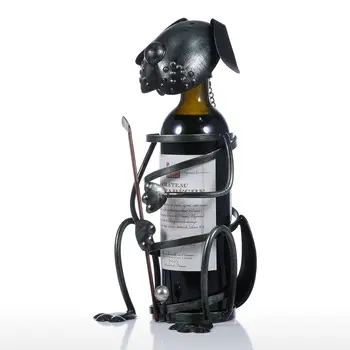 

New Puppy Wine Rack with Golf Iron Animal Figurine Creative Wine Holder Practical Ornament Craft Gift Wine stand Interior