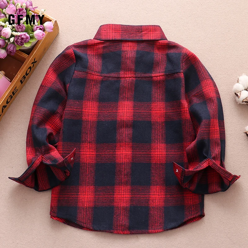 Boys and Girls British Plaid Shirts Kids School Blouse Red Tops 12 Years