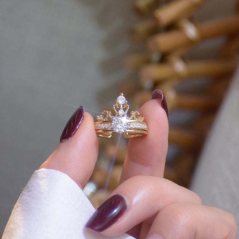 cute gold crown rings engagement wedding graduation for women | Fashion  rings, Gold jewelry fashion, Wedding rings unique