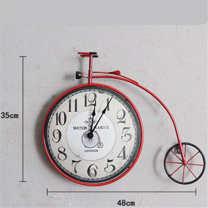 Retro American Country Bicycle Wall Clock Living Room Bedroom Personalized Home Decor Wall Watch New Hanging Clock