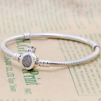 

Original Moments Crown O With Crystal Clasp Snake Chain Bracelet Fit 925 Sterling Silver Bead Charm Bangle Diy Europe Jewelry