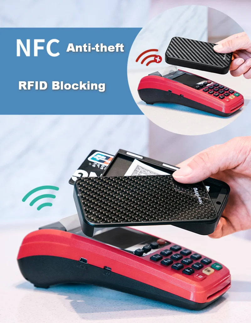 Тонкий держатель для ID банковских карт, RFID Блокировка, минималистичный кошелек из углеродного волокна, скользящие кошельки, чехол для кредитных карт для мужчин и женщин