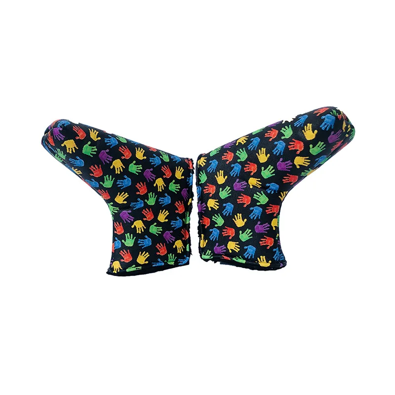 Cross Border Hot Sales Five-color Palm Printed Waterproof Foot Golf Club Head Cover Golf Straight Strips Putter Sleeve