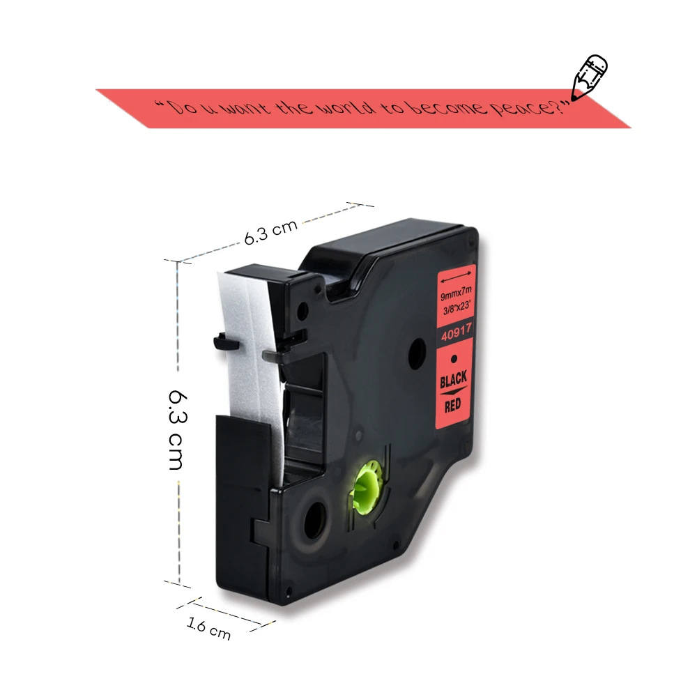 Dymo-d1 9mm 40917 검정색 빨간색 라벨 테이프 리본 호환 Dymo D1 라벨 프린터, Dymo LM160 LM280