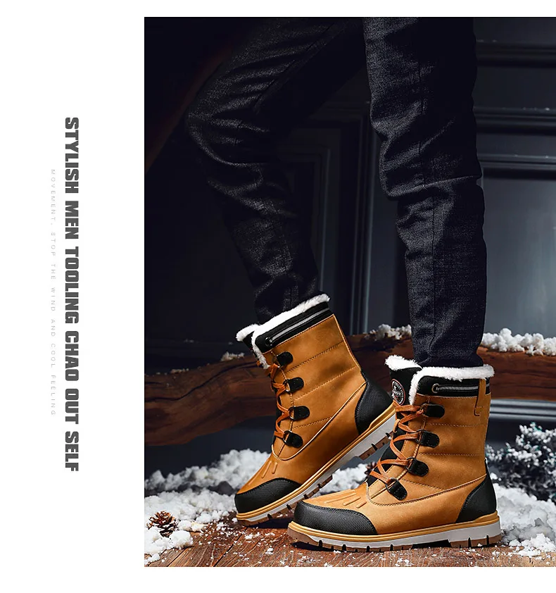 New Quality Waterproof Hilking Boots Super Warm Plush Men's Shoes Winter Ankle Boots Comfortable Hunting Boots Climbing Sneakers