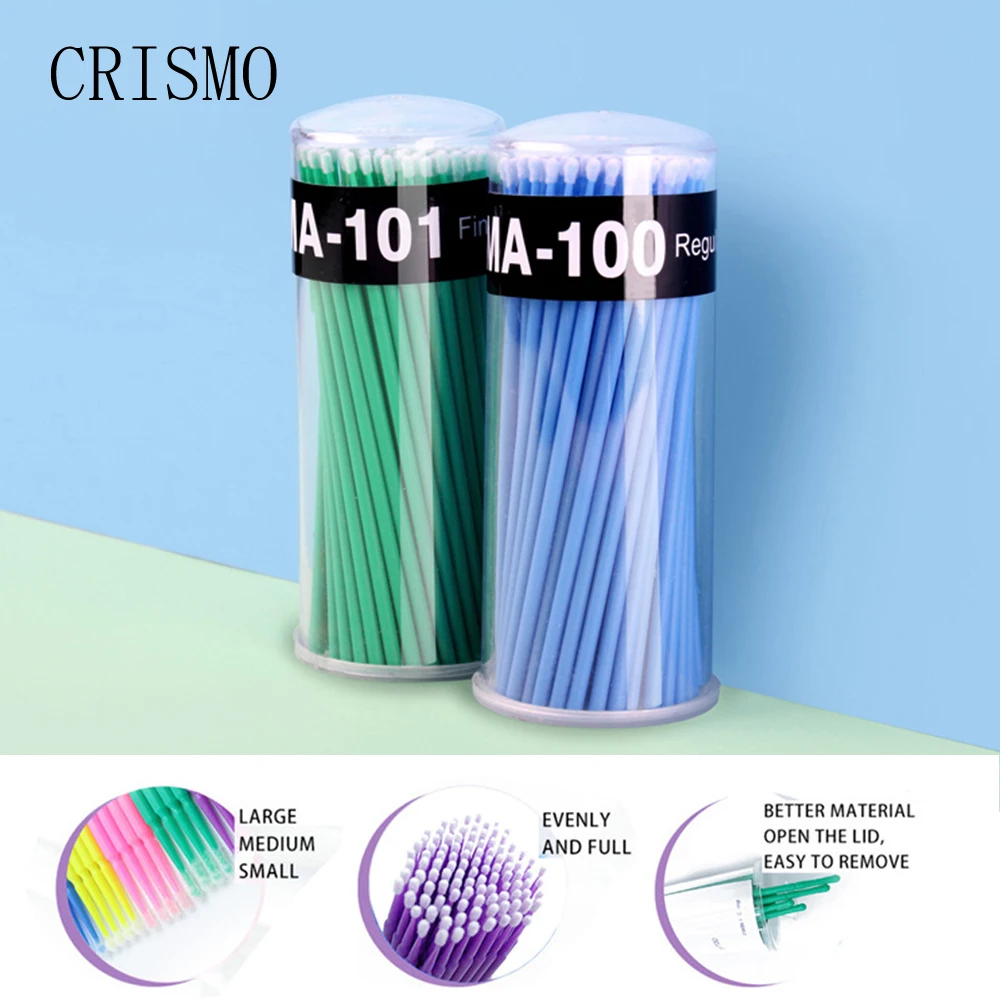 CRISMO 100pcs Disposable Micro Eyelash Brushes Mascara Applicator Wands Lashes Brushes Spoolers EyeLashes Extension Makeup Tools 1