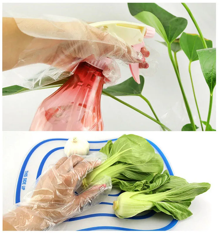 100pcs Plastic Disposable Gloves Transparent Eco-friendly Gloves for Kitchen Catering Hygiene Restaurant BBQ Fruit Supplies