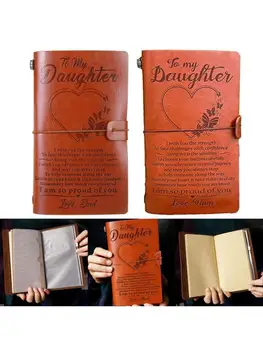 

Vintage Engraved Faux Leather Journal Notebook Diary to My Dad Mom Travel Notepad Gif