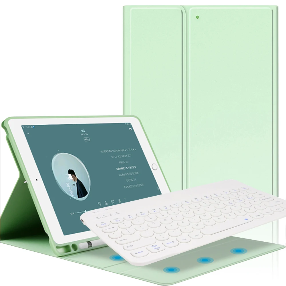 

For iPad Air1/2 iPad Pro 9.7 / iPad 9.7(2017/2018) Silicone PU Leather Tablet Protective Case + American Keyboard Leather Case