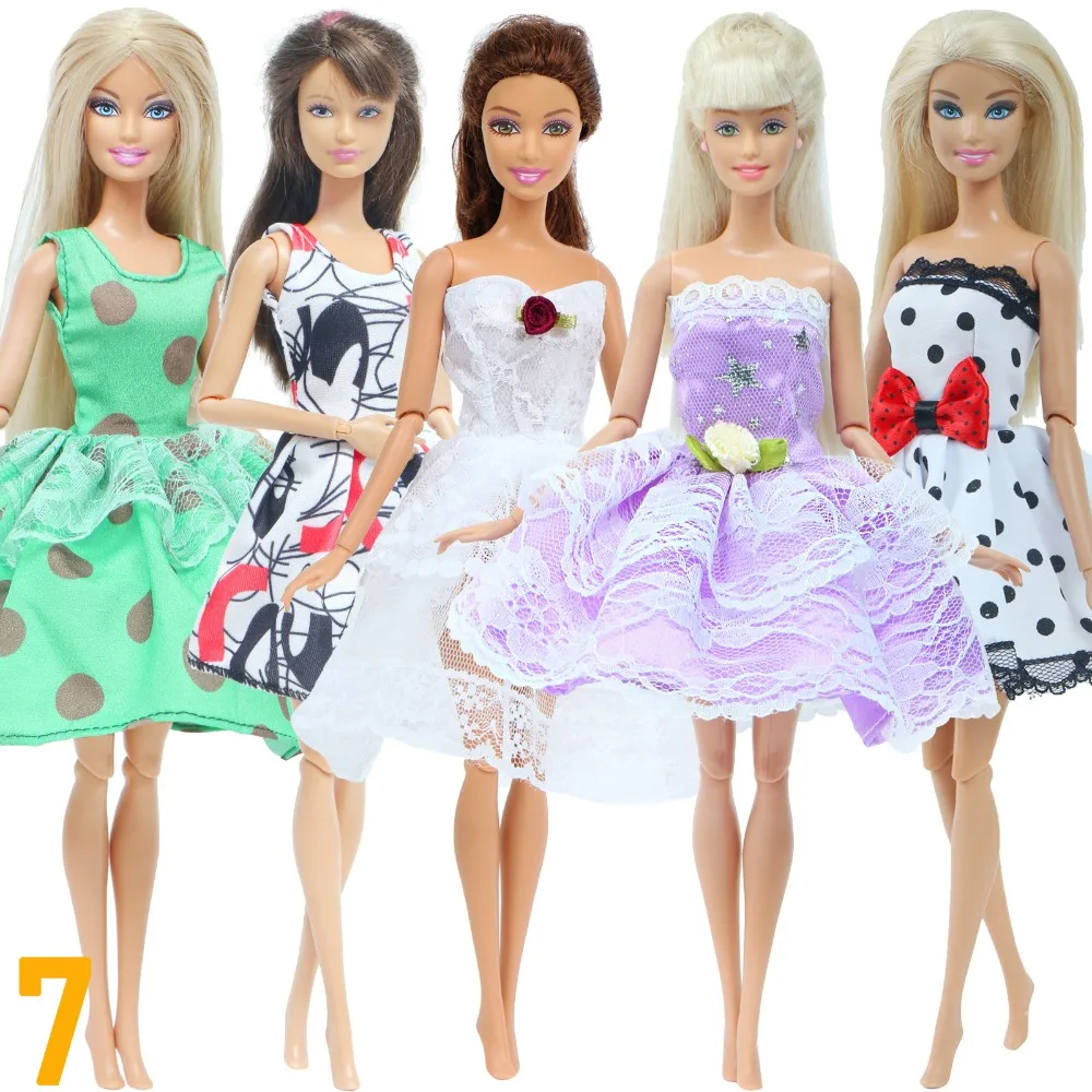 Kleeder fir Barbie Poppen 5 Stécker - Accessoiren Kleeder verschidde Sets