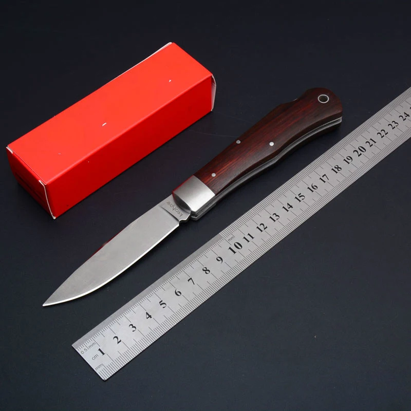 

New 2019 3180W folding knife 8CR15MOV blade wooden handle pocket outdoor camping hunting knife tactical survival EDC tool