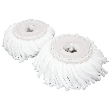

BEST2 Pcs Pack Mop Head Household Microfiber Floor Mop Head Magic Replacement Automatic 360 Spin Cleaning Pad Home Clean Tools