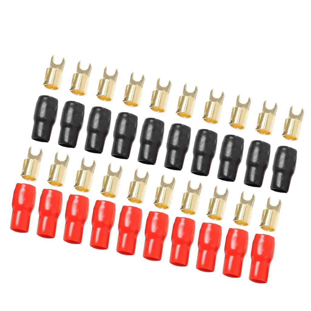 10 Pairs 4 AWG Car Electronics Fork Terminals Connectors Brass Contact