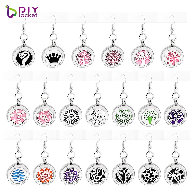 1 Pair 20mm Stainless Steel Mix Style Aromathery Diffuser Locket Wholesale Earring CA157-208-E01 | Украшения и аксессуары