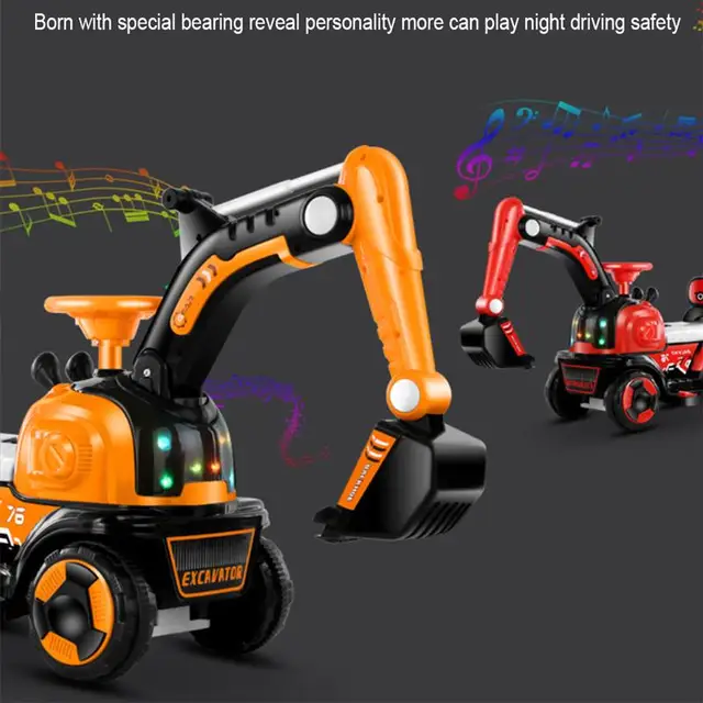 Children'S Electric Excavator Sliding Toy Car With Music Light Optical Walker 2-6 Year Old Kids Ride-On Toy Child Tricycle Gift 5