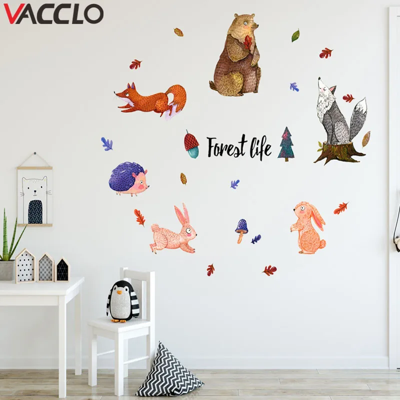 Vacclo лес животное искусство стены украшения детской комнаты Детская Фреска украшения наклейки на стену в виде медведя для детской комнаты