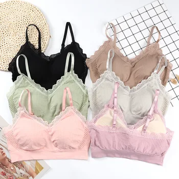 

Women Tank Crop Top Sexy Lace Tube Top Seamless Adjustable Shoulder Strap Underwear Camisole