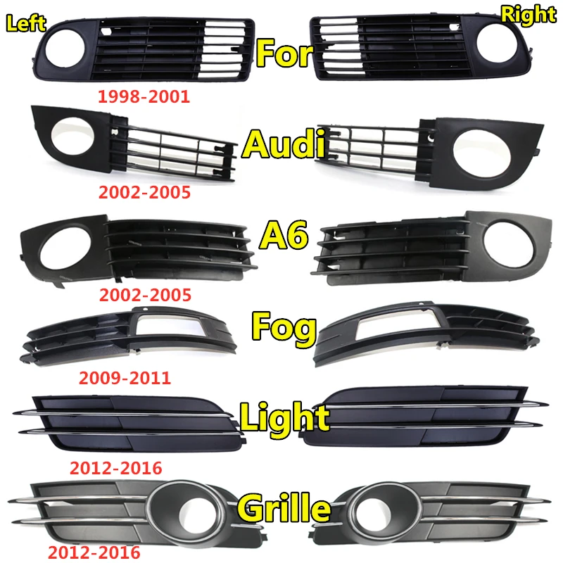 

2pcs Fog Lamp Cover Facelift Car Front Lower Bumper Fog Light Grilles For Audi A6 C5 A6L Avant 1998 ABS Replacem Racing Grills