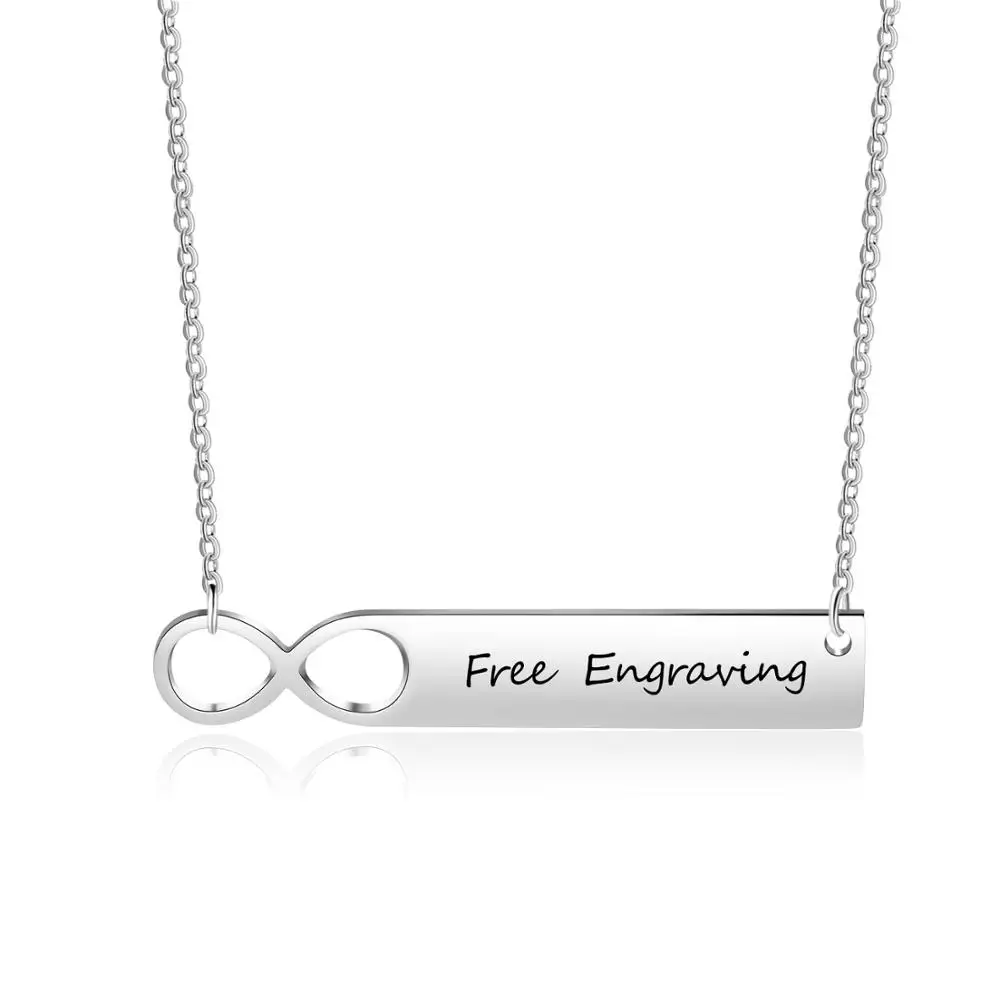 

Personalized Infinity Bar Necklace Engraved Name Womens Delicate Handmade Pendant Stainless Steel Necklace Jewelry