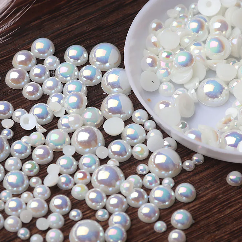 AB Ivory Half Pearl Mixed Size from 1.5mm To 10mm DIY Craft ABS Resin Flatback Half round imitation pearls For Phone Decoration imitation pearl beads abs beads resin beads