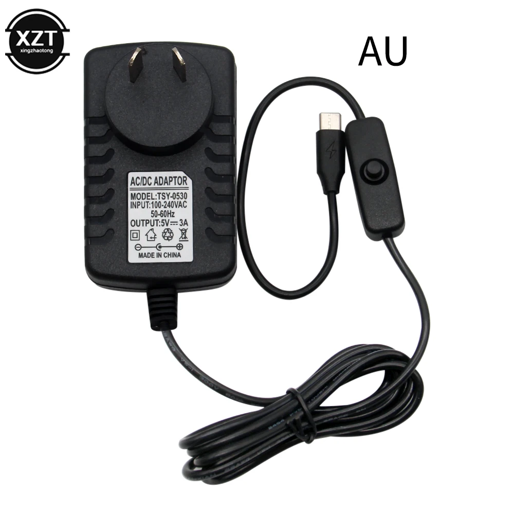 Raspberry Pi 4 Type-C Power Supply 5V 3A Power Adapter ON/OFF Switch EU US AU UK Charger for Raspberry Pi 4 Model B