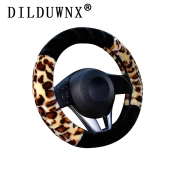 

Car Steering Wheel Cover Leopard Ring Plush Winter Plush Warm and Antifreeze New Handlebar Gloves Car Interior Accessories