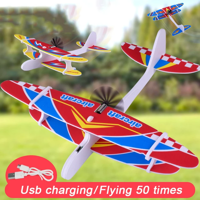 Airplane Hand Throwing Glider Capacitor Electric Aircraft Foam Inertial Plane Model Relieve Kids Toys Avion Airplane TSLM1 1