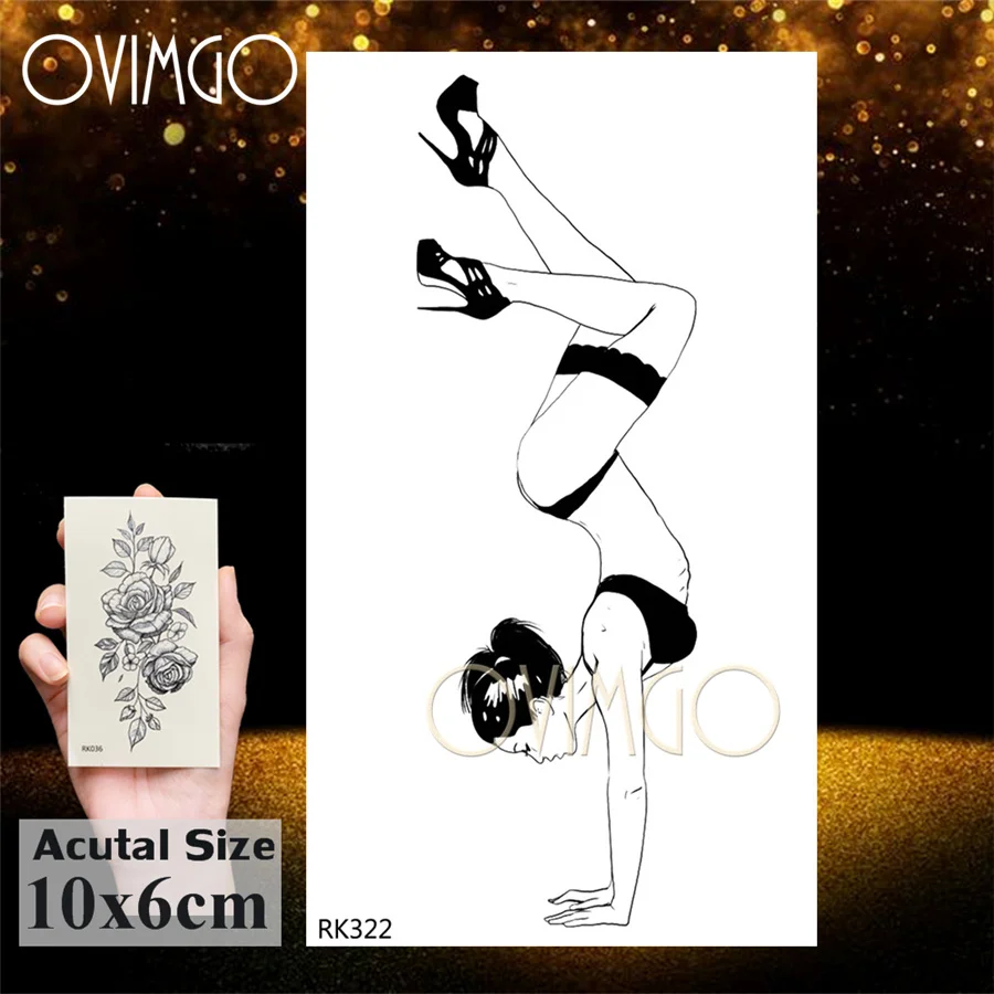 Sexy Dance Girl Women Adult Temporary Tattoos Sticker Body Art Shoulder Tatoo Paper Disposable Water Transfer Fake Tattoo Paste